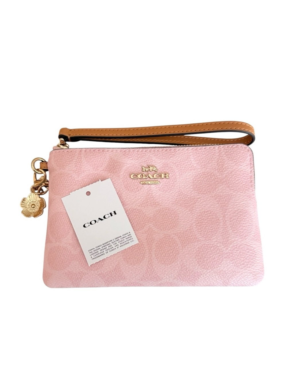 Coach Wristlet Pink Signature Canvas With Charms Corner Zip - Picture 3 of 11
